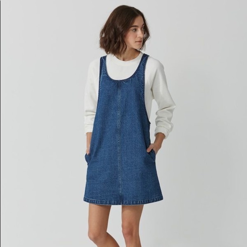 Frank & Oak denim pinafore dress